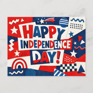 Happy Independence Day Postmodern Patriotic Holiday Postcard