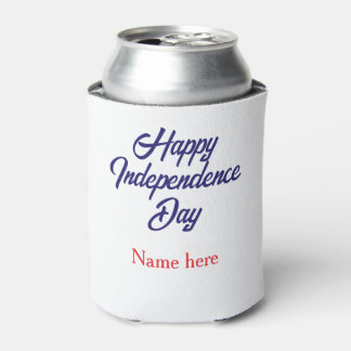 happy independence day red blue name american day can cooler