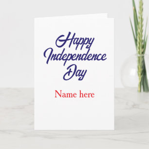 happy independence day red blue name american day card