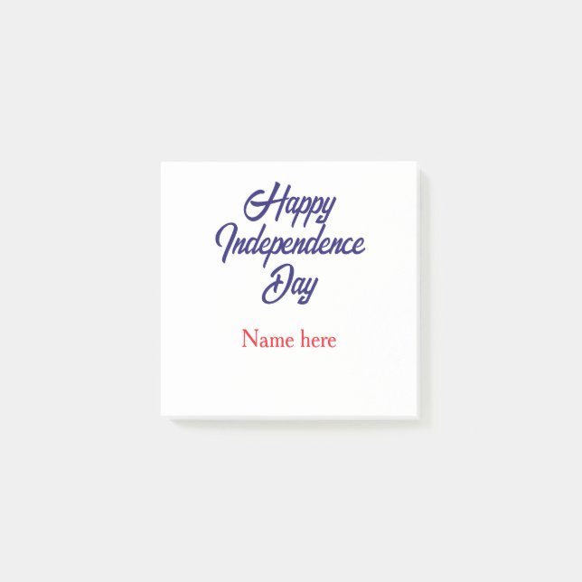 happy independence day red blue name american day post-it notes (Front)