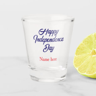 happy independence day red blue name american day shot glass
