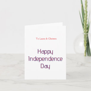 happy independence day red blue name date simple card