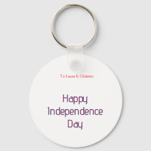 happy independence day red blue name date simple key ring