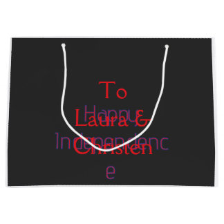 happy independence day red blue name date simple large gift bag