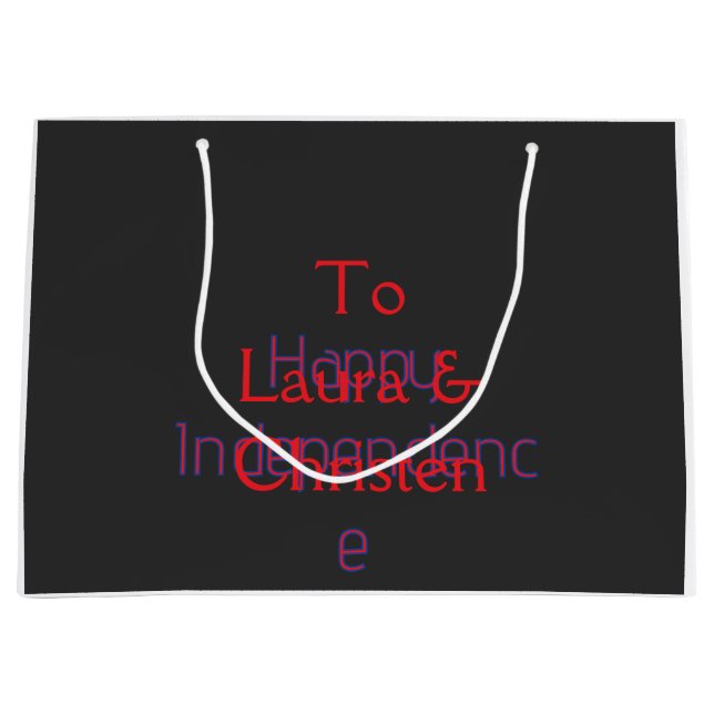 happy independence day red blue name date simple large gift bag (Front)