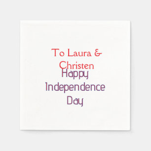 happy independence day red blue name date simple napkin