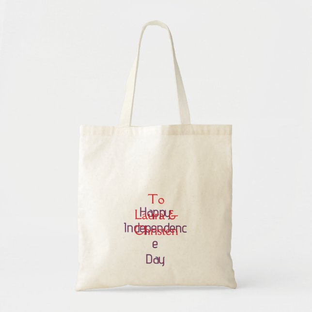 happy independence day red blue name date simple tote bag (Front)