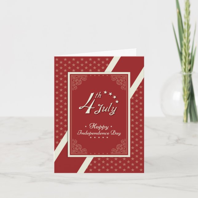 Happy Independence Day Red Holiday Card (Front)