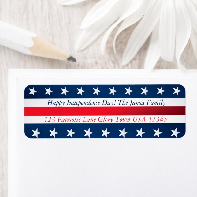 Happy Independence Day Stars and Stripes  Return Address Label (Insitu)
