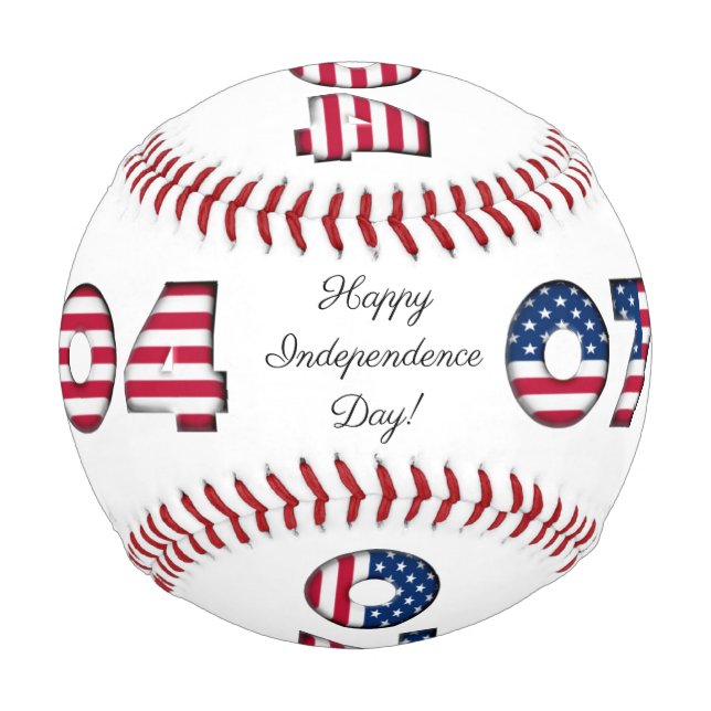 Happy Independence Day Stars and Stripes USA Baseball (Front)