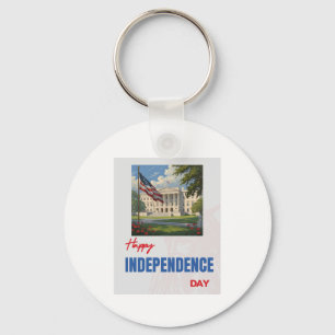 "Happy Independence Day" White House Flag Key Ring