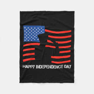 Happy Independence Veteran Proud American Soldier Fleece Blanket