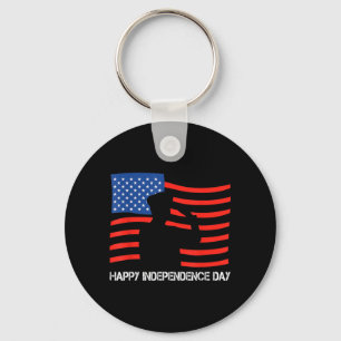Happy Independence Veteran Proud American Soldier Key Ring