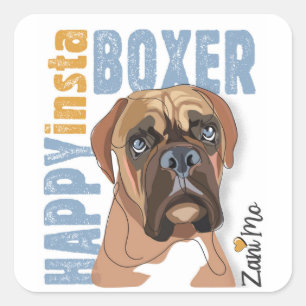 Happy Insta Boxer - Zani Mo Dog Square Sticker