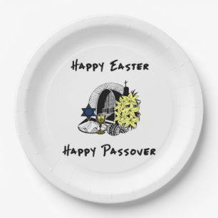 Happy Interfaith Easter and Passover Paper Plate