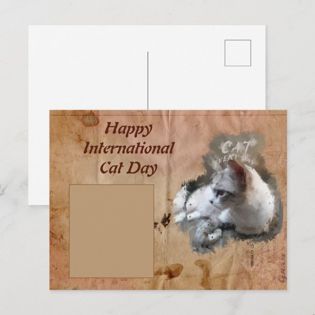 Happy International Cat Day Postcard (Front/Back)