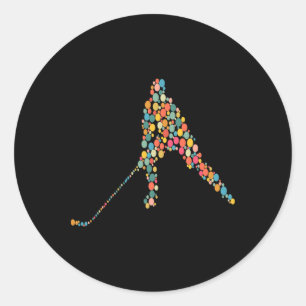 Happy International Dot Day Polka Dot Hockey Playe Classic Round Sticker