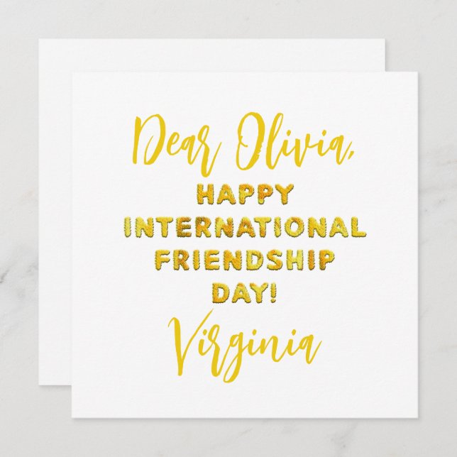 Happy International Friendship Day Card (Front/Back)