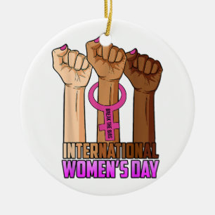 Happy International Women's Day Inspire Inclusion Ceramic Ornament