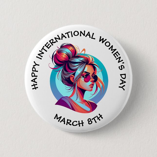 Happy International Women's Day | March 8th 6 Cm Round Badge (Front)