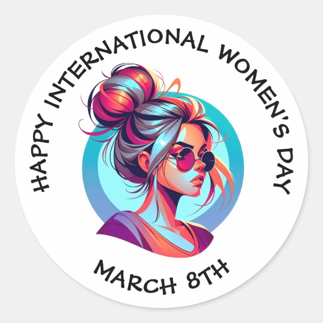 Happy International Women's Day | March 8th Classic Round Sticker (Front)