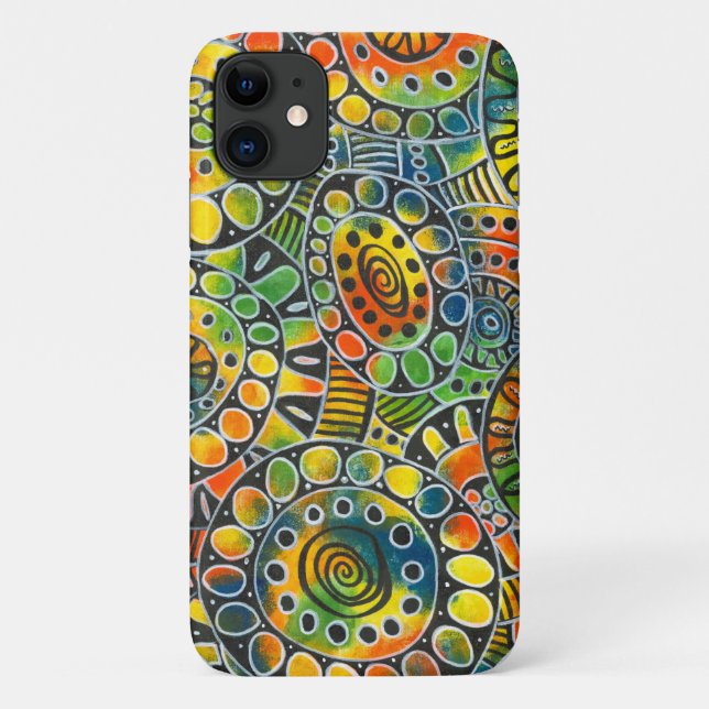 Happy iPhone Acrylic Hand Painted Circles Modern Case-Mate iPhone Case (Back)