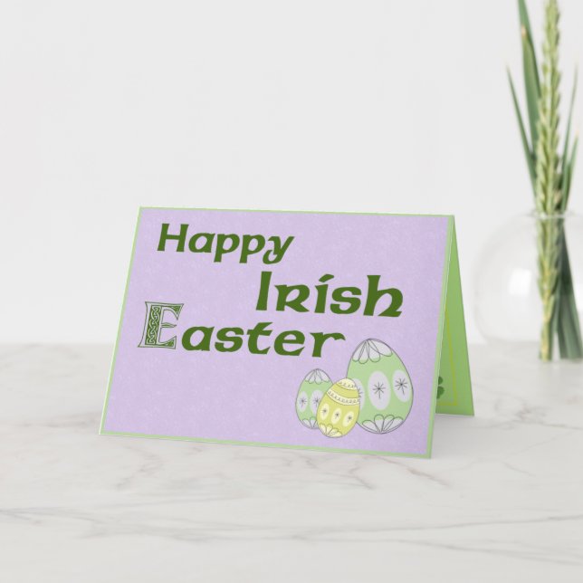 Happy Irish Easter Purple Greeting Card (Front)