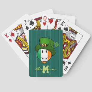 Happy irish Flag Wearing a Leprechaun Hat Playing Cards