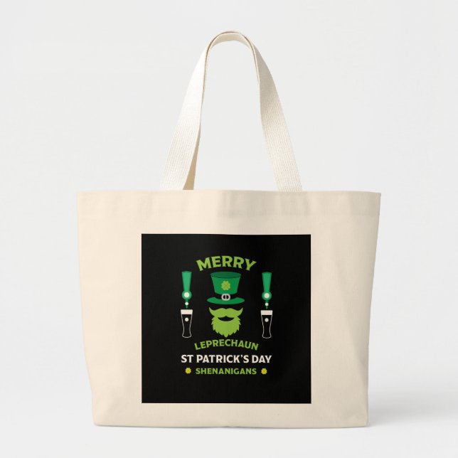 Happy Irish Saint Patrick's Day Australia March 17 Large Tote Bag (Front)