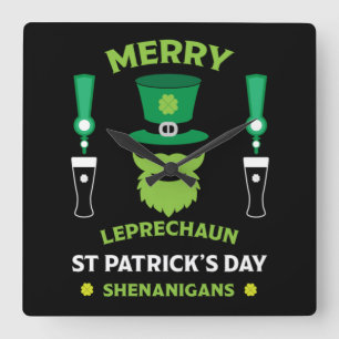 Happy Irish Saint Patrick's Day Australia March 17 Square Wall Clock