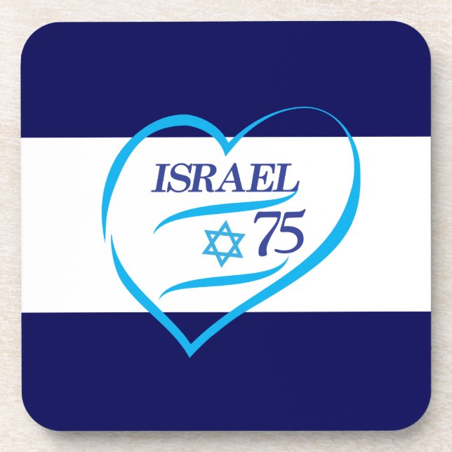Happy Israel Independence Day Anniversary 75 Coaster (Front)