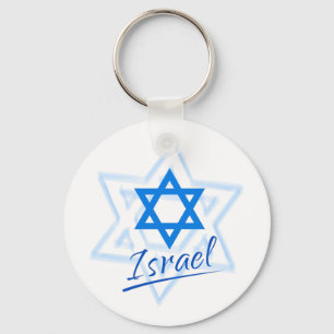 Happy Israel Independence Day Blue Star of David Key Ring