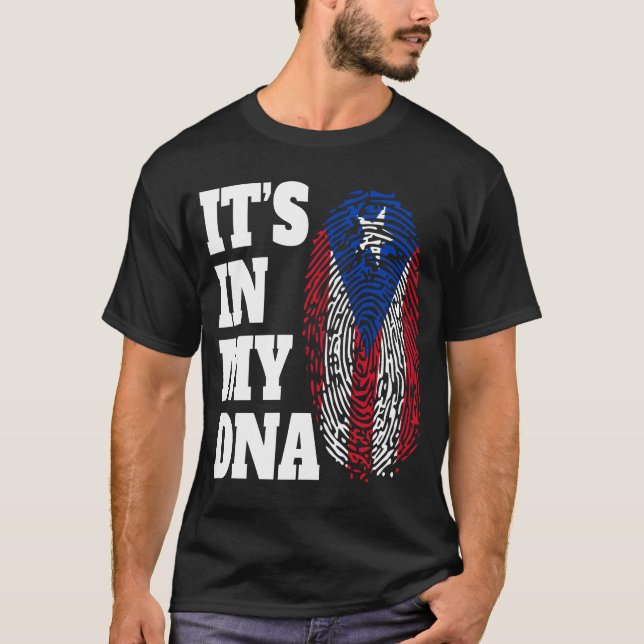 Happy It's In My DNA Puerto Rico Rican Flag T-Shirt (Front)