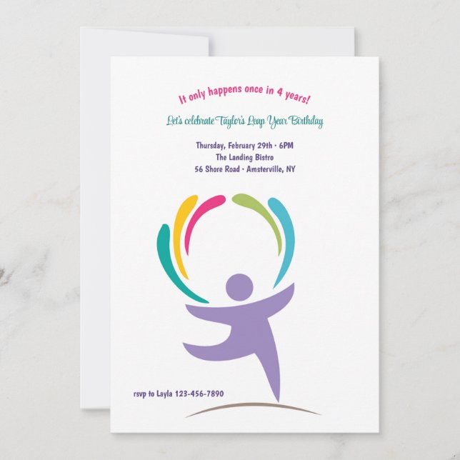 Happy It's Leap Year Birthday Invitation (Front)