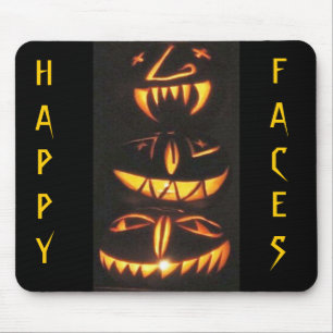 Happy Jack o'Lantern Faces Mouse Pad