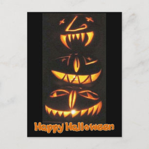 Happy Jack o'Lantern Faces Postcard