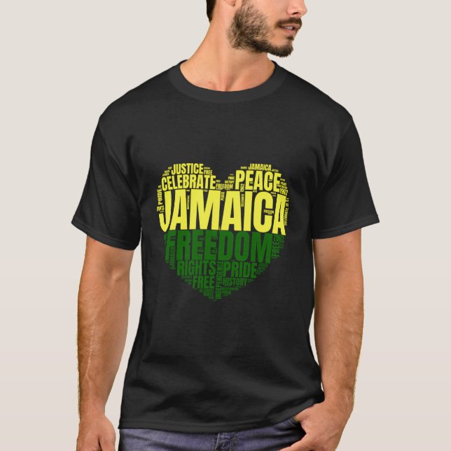 Happy Jamaica Independence Day Heart 6 August 1963 T-Shirt (Front)