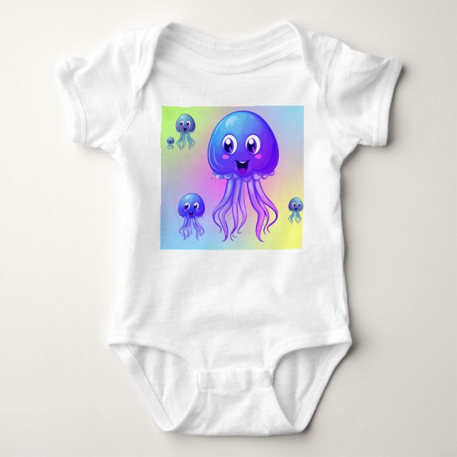 happy Jellyfish Baby Bodysuit (Front)