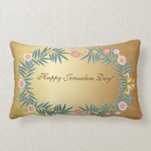 Happy Jerusalem Day! Holiday Gold Decoration Lumbar Cushion