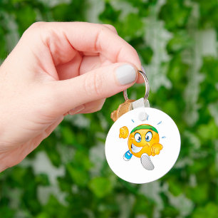 Happy Jogging Emoji Cartoon Runner Key Ring