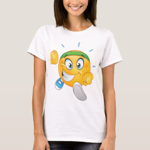 Happy Jogging Emoji Cartoon Runner T-Shirt