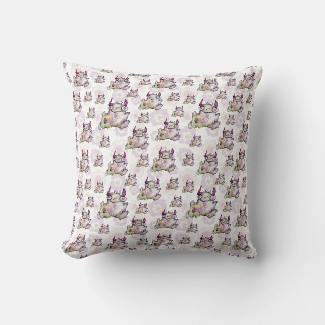 Happy jogging magical monster creature cushion (Front)