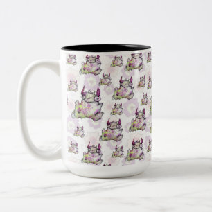 Happy jogging magical monster creature Two-Tone coffee mug