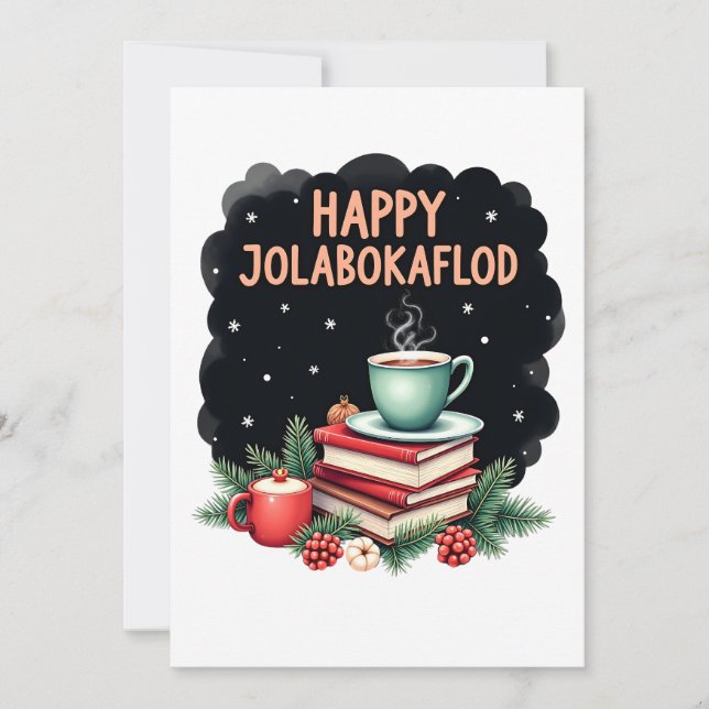 Happy Jolabokaflod Family Celebration Gift Holiday Card (Front)