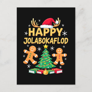 Happy Jolabokaflod Family Celebration Gift Holiday Postcard