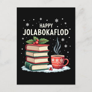 Happy Jolabokaflod Family Celebration Gift Holiday Postcard