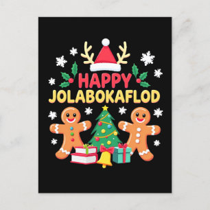 Happy Jolabokaflod Family Celebration Gift Holiday Postcard