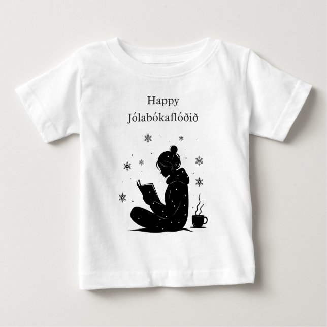 Happy Jolabokaflod – Icelandic Book Flood Gift Baby T-Shirt (Front)