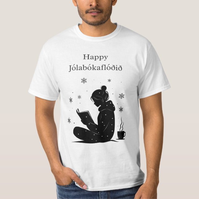 Happy Jolabokaflod – Icelandic Book Flood Gift T-Shirt (Front)