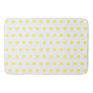 Happy Joyful Cheerful Yellow Polkadots on White Bath Mat